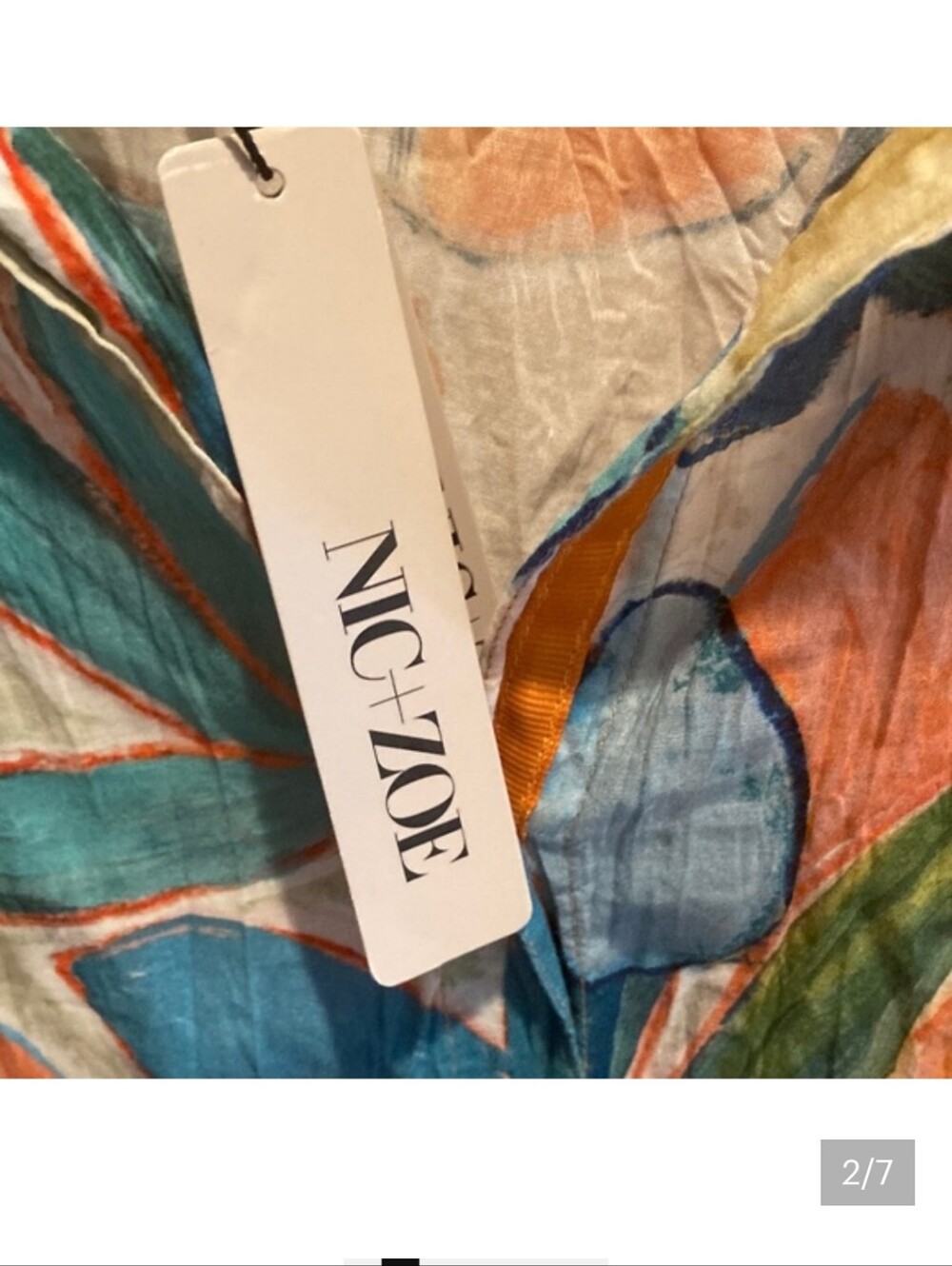 NWT Nic & Zoe Colorful Abstract Leaf Button-Front Tunic 1X - Picture 5 of 7